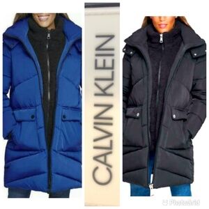 CALVIN KLEIN LONG ZIP UP PUFFER W/FLEECE LINER